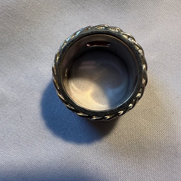 Vintage Art Deco Ornate Solid Stunning Statement Ring 925 Amethyst Citrine - Picture 6 of 16